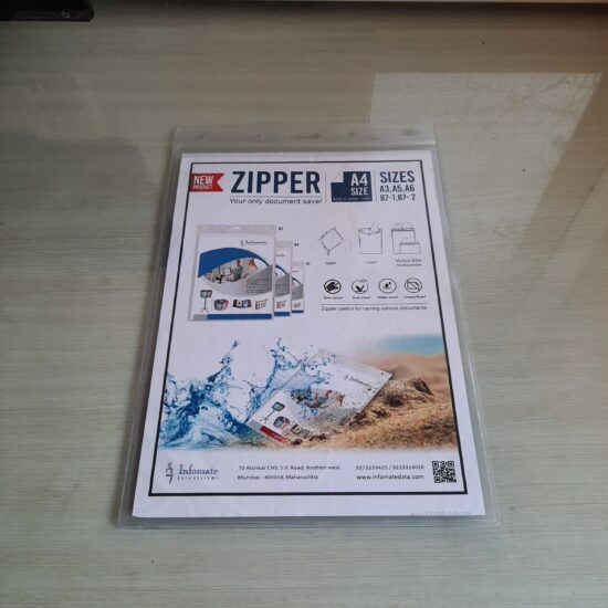 Transparent Document Protector With Zip-Lock -  ZIPPER - A3 Size, Pack of 5 - Image 6