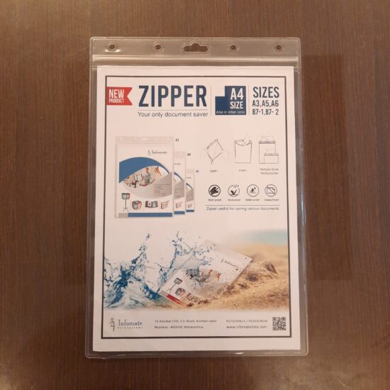 Transparent Document Protector With Zip-Lock -  ZIPPER - A3 Size, Pack of 5 - Image 4