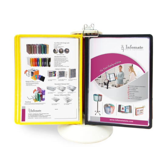 Infomate 360° revolving brochure / document paper display holder stand (Multicolored)