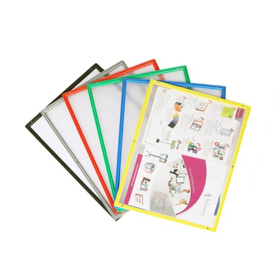 Magnetic Display Pocket File Folders - Magnetic Folders A3 Size, Pack of 6 (Assorted colors)
