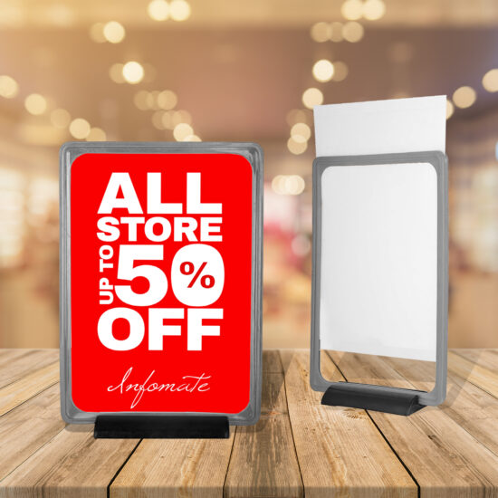 Infomate Multipurpose FRA Frames Pocket A4 Paper Brochures / Sign / Notice Display Table Stand - Pack of 2 - Image 2