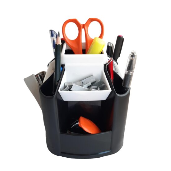 Revolving Desk Organizer - Black and White