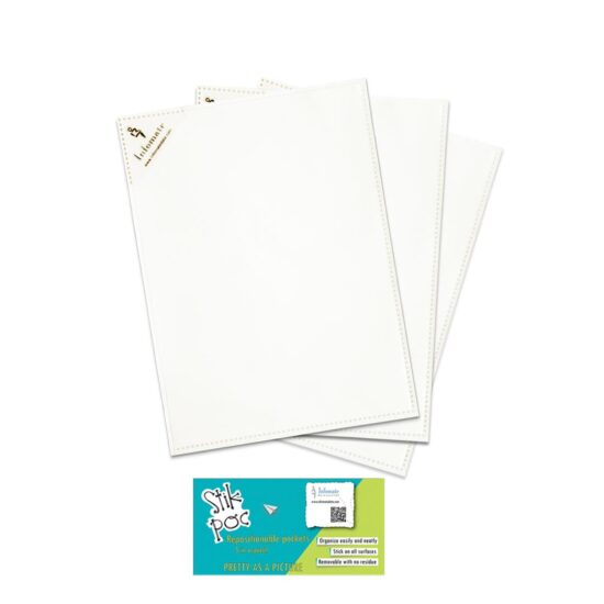 Stik Pok - Reusable (Stick on glass) notice & document holder (No glue/tape required) No Sticky remains A4, pack of 3