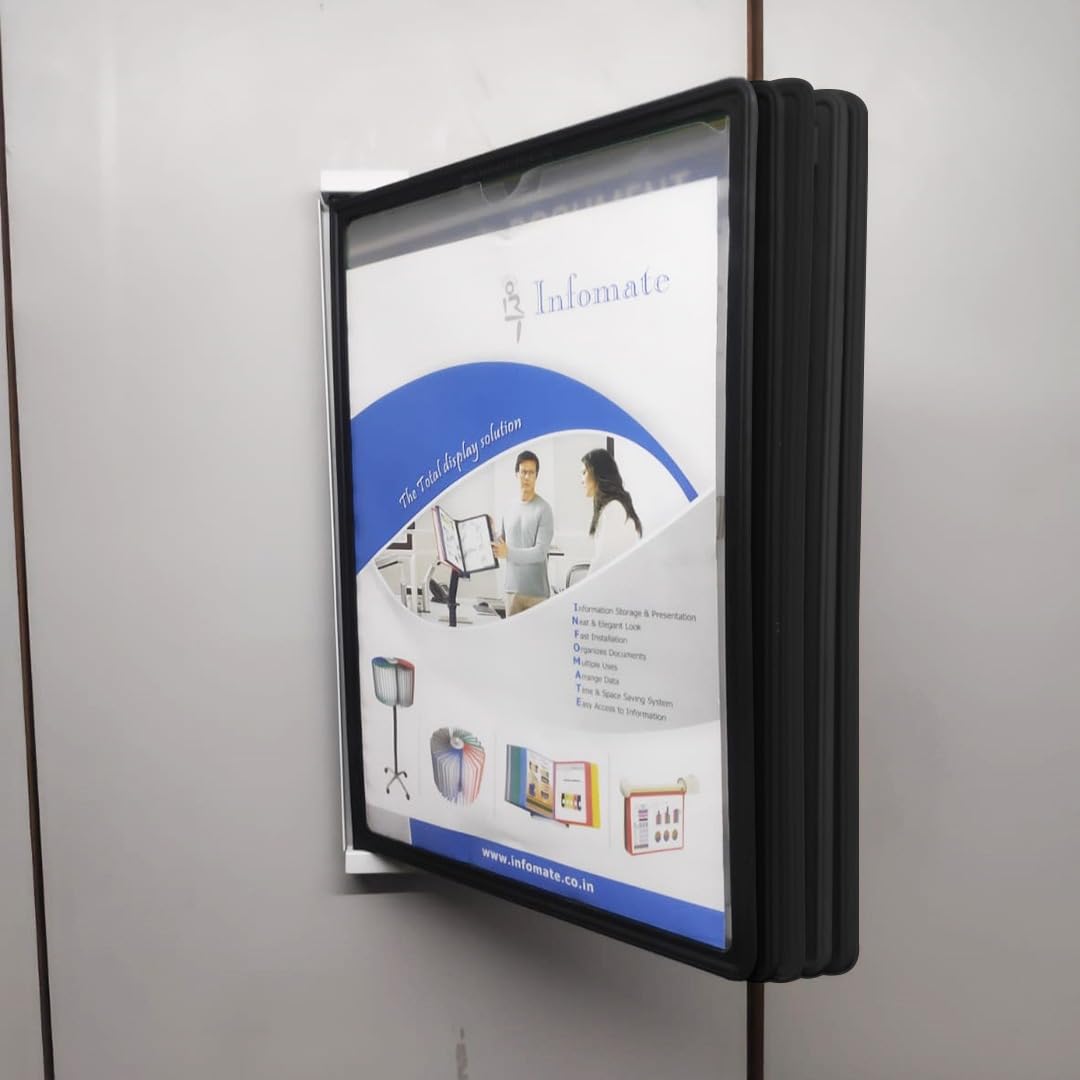 Infomate Plastic Wall Hanging Documents Storage Folders - Wall Unit - Black folders - Image 5