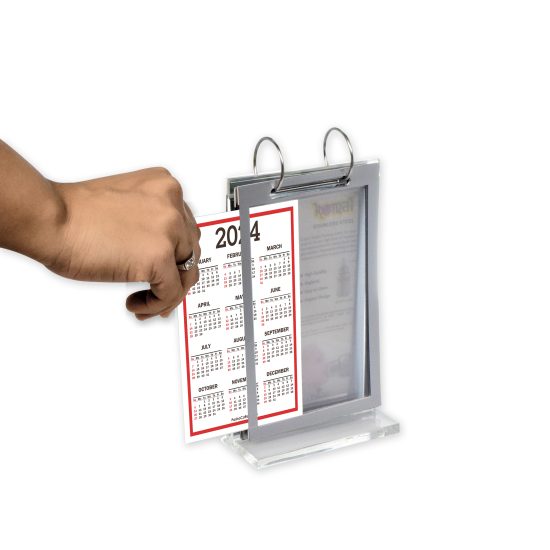 Acrylic sign holder stand for A6 size paper, menu card holder stand, flip photo holder, photo frame stand, flip style display stand table top, 5 pockets - Image 6