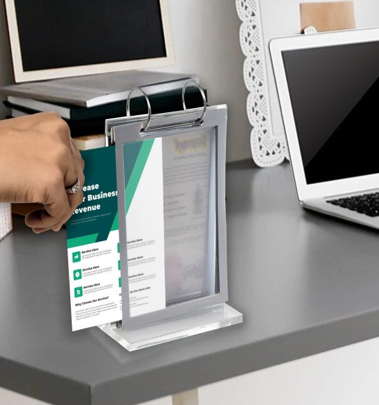 Acrylic sign holder stand for A6 size paper, menu card holder stand, flip photo holder, photo frame stand, flip style display stand table top, 5 pockets