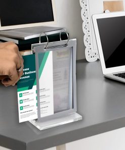 Acrylic sign holder stand for A6 size paper, menu card holder stand, flip photo holder, photo frame stand, flip style display stand table top, 5 pockets