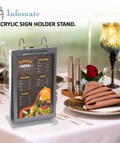 Alternative view of Acrylic sign holder stand for A6 size paper, menu card holder stand, flip photo holder, photo frame stand, flip style display stand table top, 5 pockets