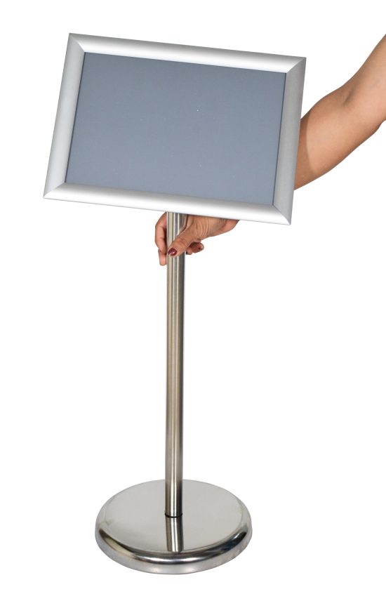 Adjustable Pedestal Poster Stand Aluminum Snap Open Frame Portrait and Landscape Display With Water Tank Base, sign holder display stand for floor, billboard stand - Image 2